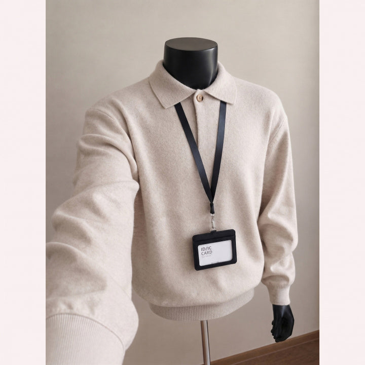 Herren Lässiger Strickpullover mit Polokragen Drune