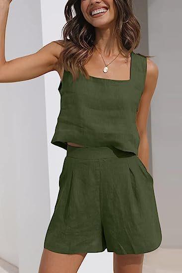 Damen Leichte Sommerbluse und Shorts Set Drune