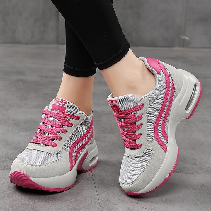 Damen Modische Plateau-Sneaker mit sichtbarer Luftkammer und atmungsaktivem Mesh-Obermaterial Drune