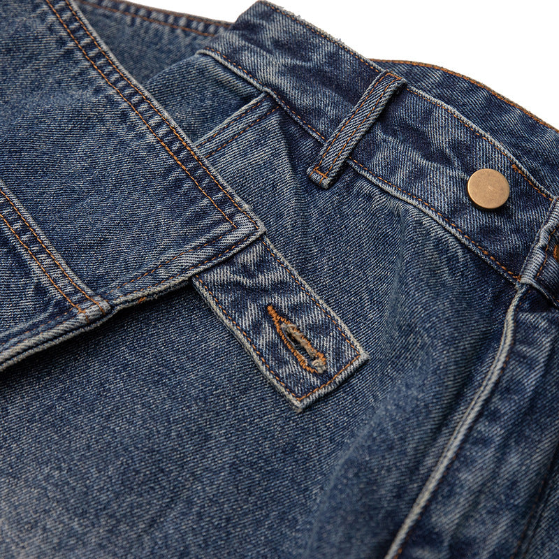 Herren Baggy-Jeans mit hoher Taille und abnehmbarer Utility-Taschenklappe Drune