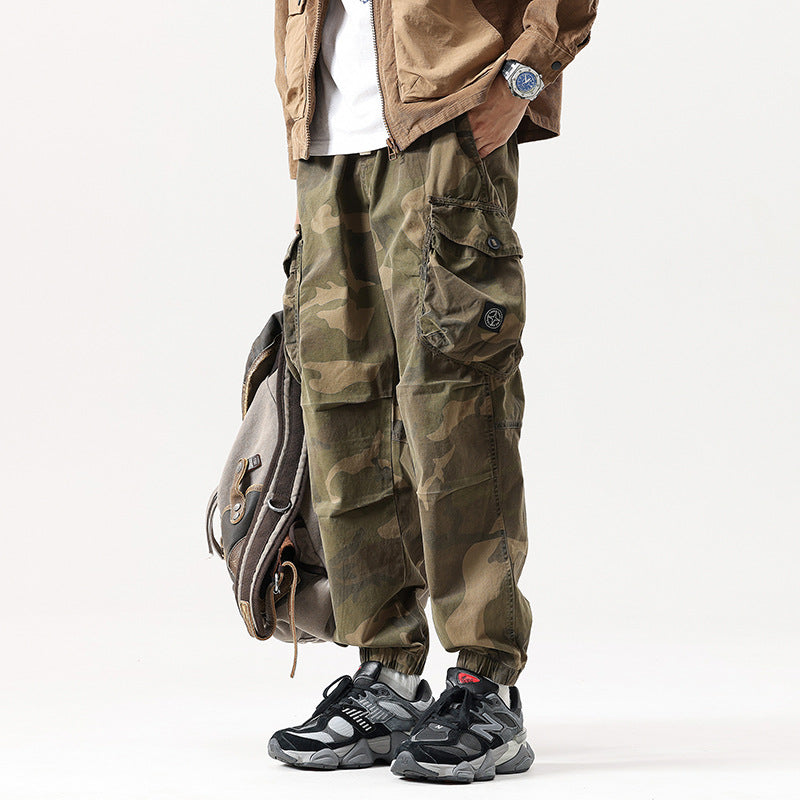 Herren Cargo-Joggerhose mit verstärkten Knien, Multifunktions-Taschen und Kordelbund Drune