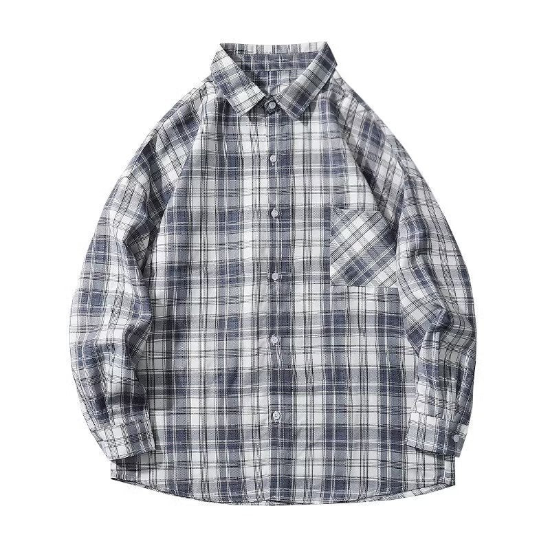 Herren Oversized Karo-Flanellhemd mit Brusttasche und Drop-Shoulder Drune