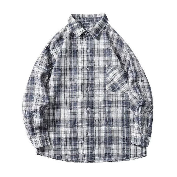 Herren Oversized Karo-Flanellhemd mit Brusttasche und Drop-Shoulder Drune