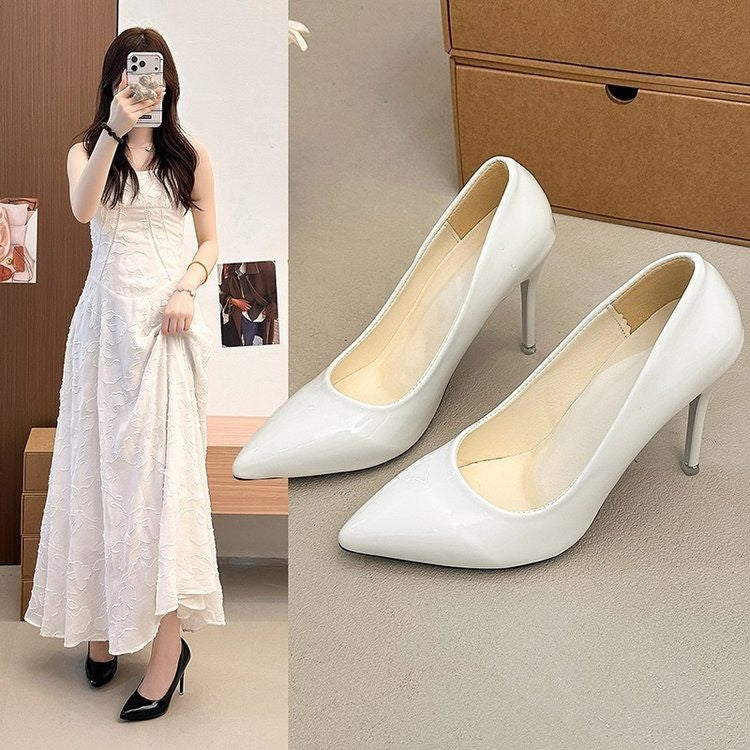 Damen Elegante Lackpumps mit spitz zulaufender Zehenpartie, gepolsterter Komfortsohle und schlankem Stiletto Drune