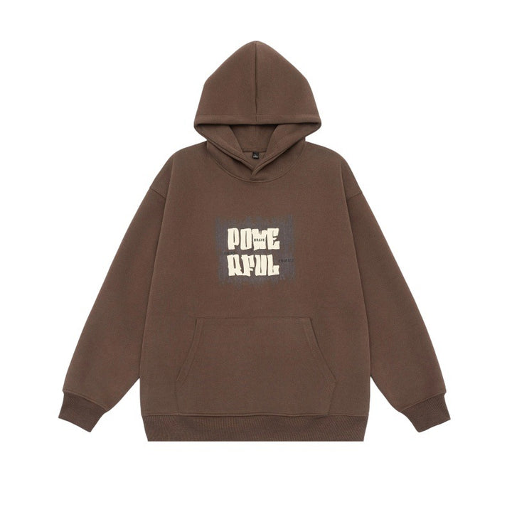 Unisex Oversized Kapuzenpullover mit Kängurutasche und markantem Frontprint Drune
