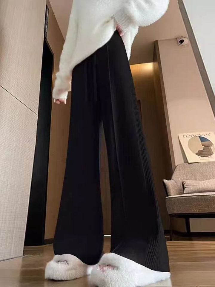 Damen Hochwertige Strickpants mit weichem Bund und eleganter Rippstruktur Drune