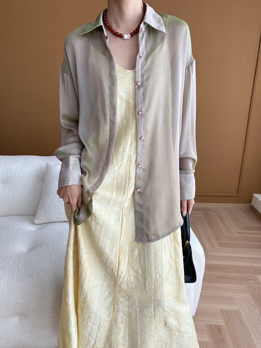 Damen elegantes Maxikleid mit floralem Muster und leichtem Overlay Drune