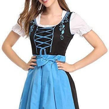 Damen  traditionelles Dirndl mit besticktem Mieder und geschnürter Vorderseite Drune