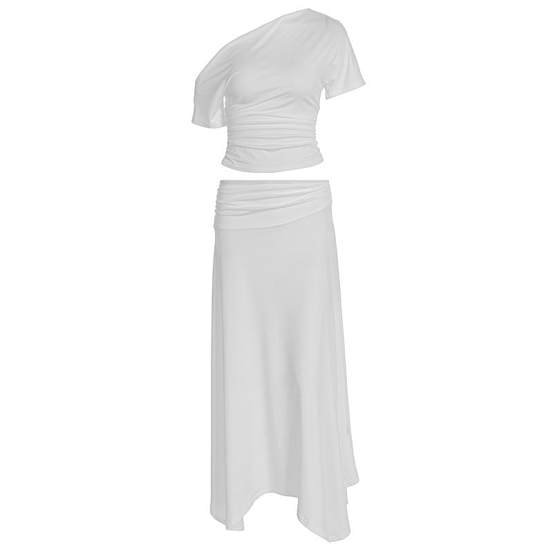 Damen Elegantes Maxikleid mit asymmetrischem Design und Raffung Drune