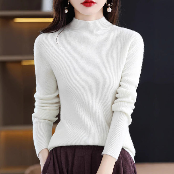 Damen Schmal geschnittener Mockneck-Pullover aus kaschmirähnlichem Feinstrick Drune