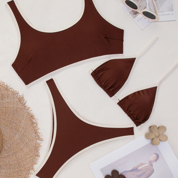 Damen Triangel-Bikini-Set mit verstellbaren Bindebändern Drune