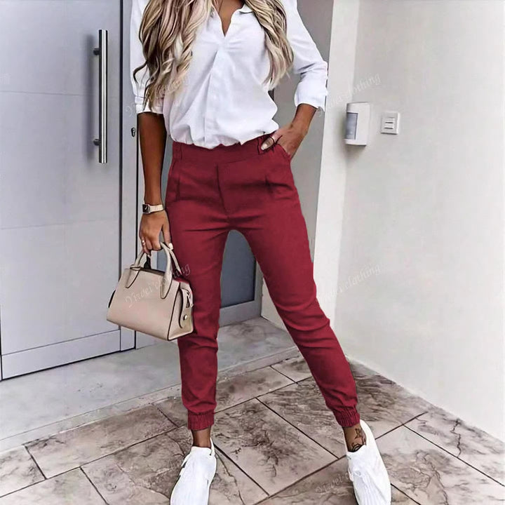 Damen Enganliegende Chino-Jogger mit hohem Bund und elastischen Bündchen Drune