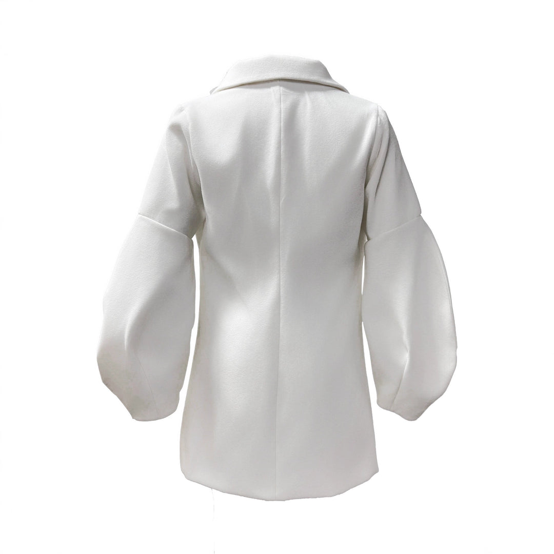 Damen eleganter Doppelreihiger Blazer-Kleid mit voluminösen Ärmeln Drune