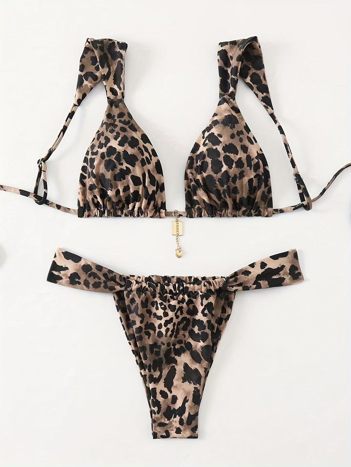 Damen Triangel-Bikini mit einzigartigem Animal-Print und eleganten Bändchen Drune