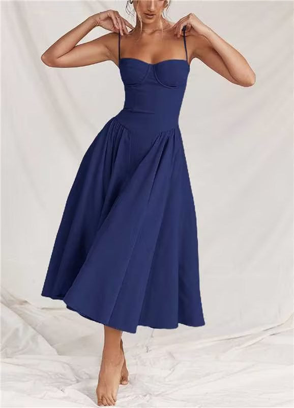 Damen Midikleid mit knöpfbarem Oberteil und schwingendem Rock Drune
