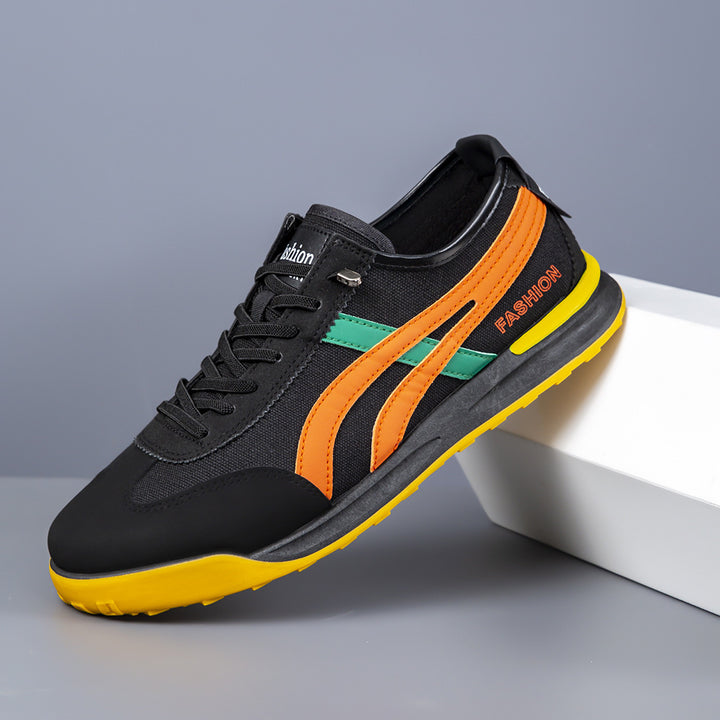 Herren Retro-leichte Low-Top Sneaker mit Canvas-Obermaterial und Wildleder-Overlays Drune
