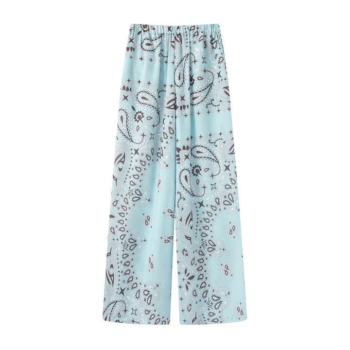 Damen Leichte Palazzo‑Schlafhose mit Paisley‑Print und elastischem Bund Drune