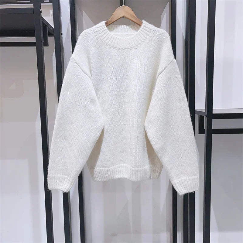 Damen Gemütlicher Strickpullover mit auffälligem Schriftzug Drune