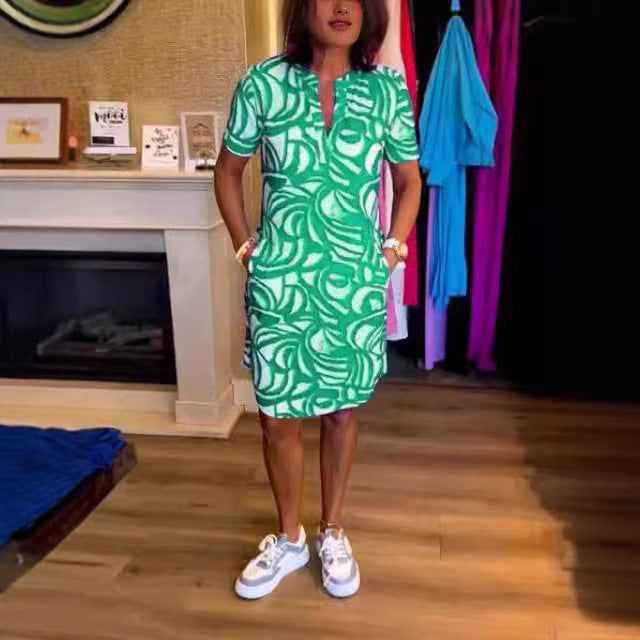 Damen Casual Mühelose A-Linien Kleid Drune