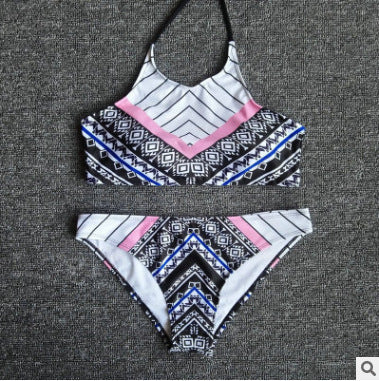 Damen Hochgeschlossener Bikini mit grafischem Muster Drune