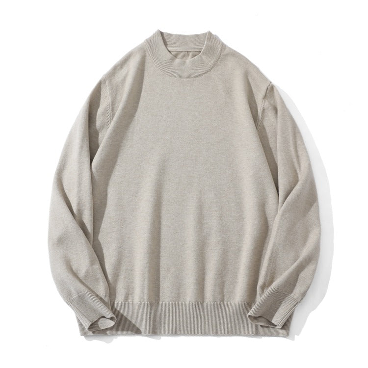 Unisex Feiner Strickpullover mit Mockneck, Oversize-Schnitt und gerippten Bündchen Drune