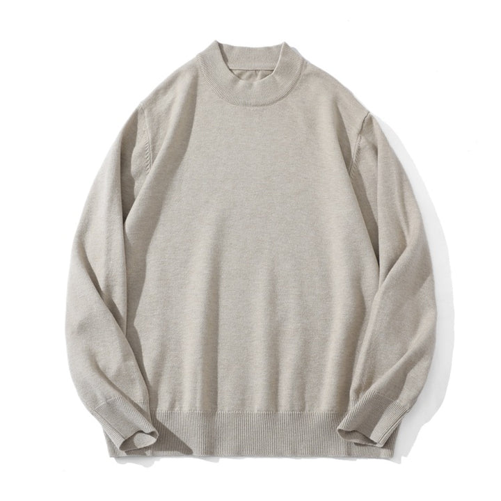 Unisex Feiner Strickpullover mit Mockneck, Oversize-Schnitt und gerippten Bündchen Drune