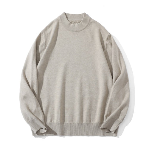 Unisex Feiner Strickpullover mit Mockneck, Oversize-Schnitt und gerippten Bündchen Drune