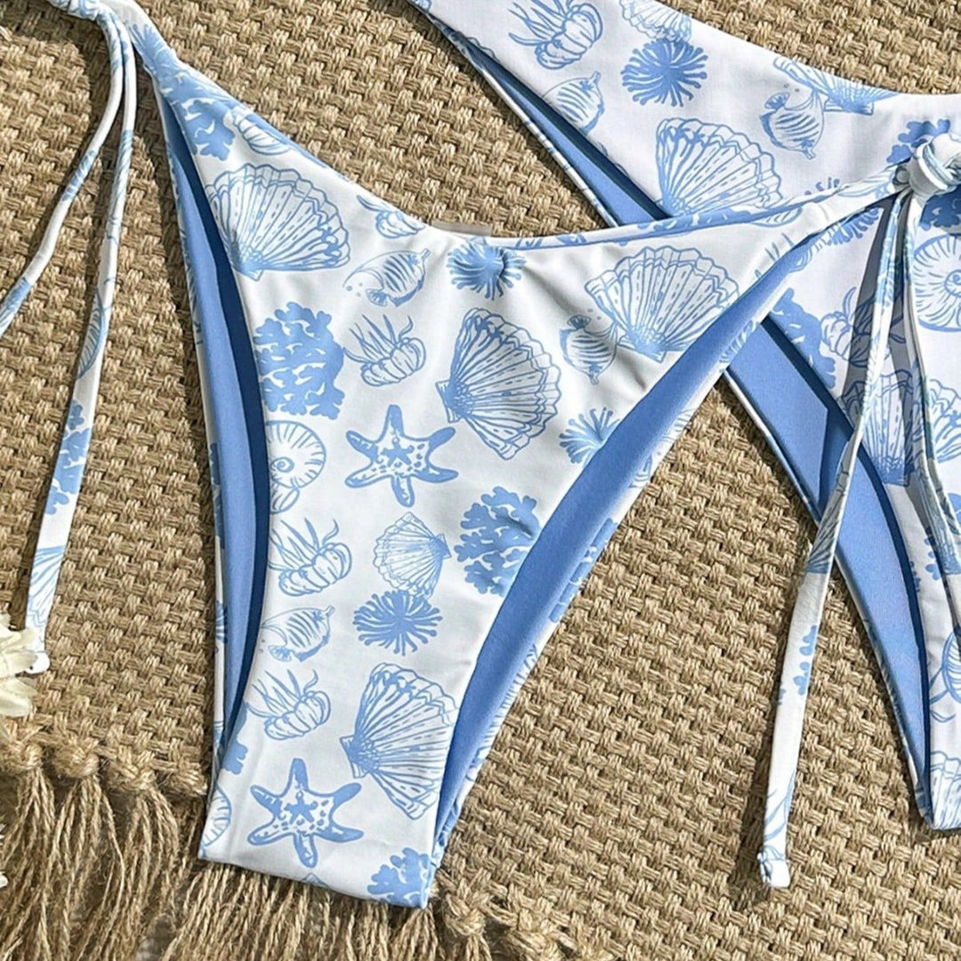 Damen hochwertiger Triangel-Bikini mit floralen Motiven Drune