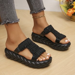 Damen nan handgewebte geflochtene Plateau-Sandalen mit ergonomischer Polstersohle Drune