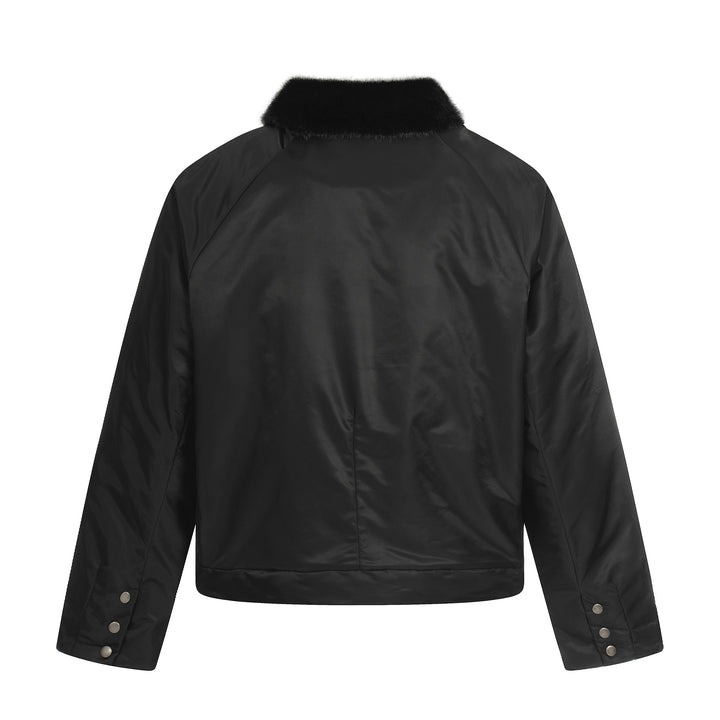 Damen Kurz geschnittener gesteppter Blouson mit Webpelzkragen Drune