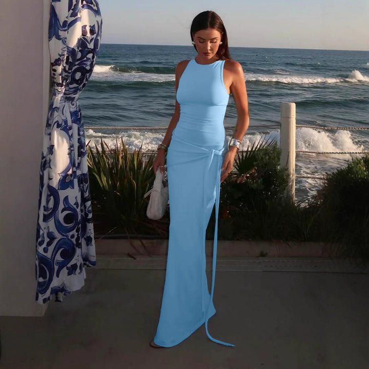 Damen Maxikleid mit fesselndem Drapierungsdesign und elegantem Schlitz Drune