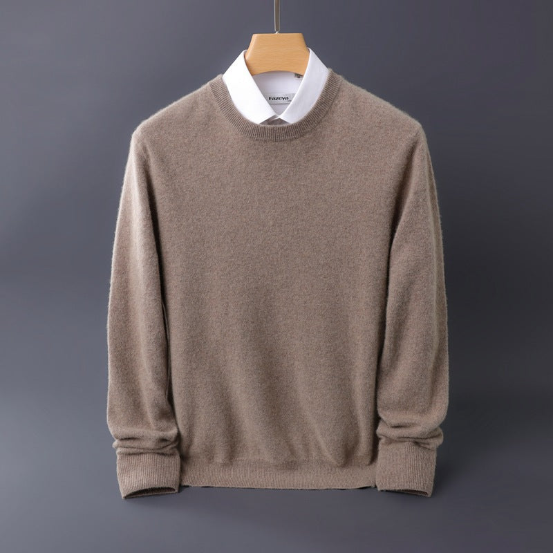 Herren Feiner Rundhals-Strickpullover in Kaschmir‑Optik mit gerippten Bündchen Drune