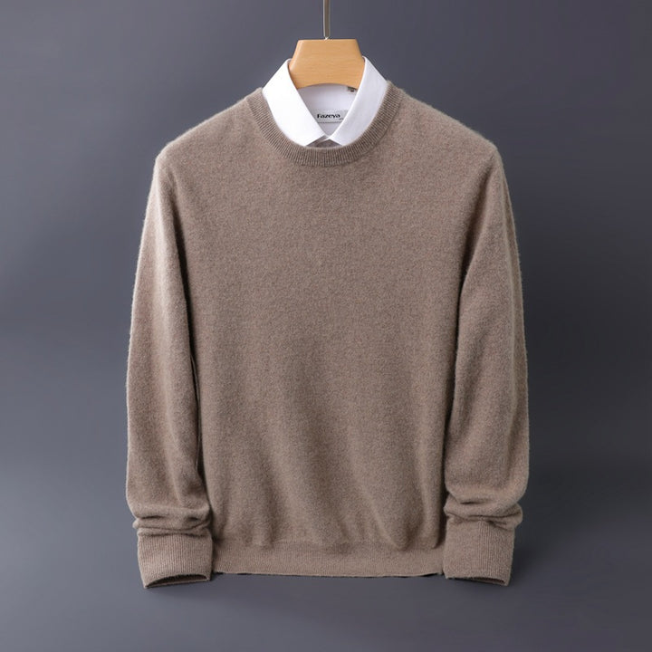 Herren Feiner Rundhals-Strickpullover in Kaschmir‑Optik mit gerippten Bündchen Drune