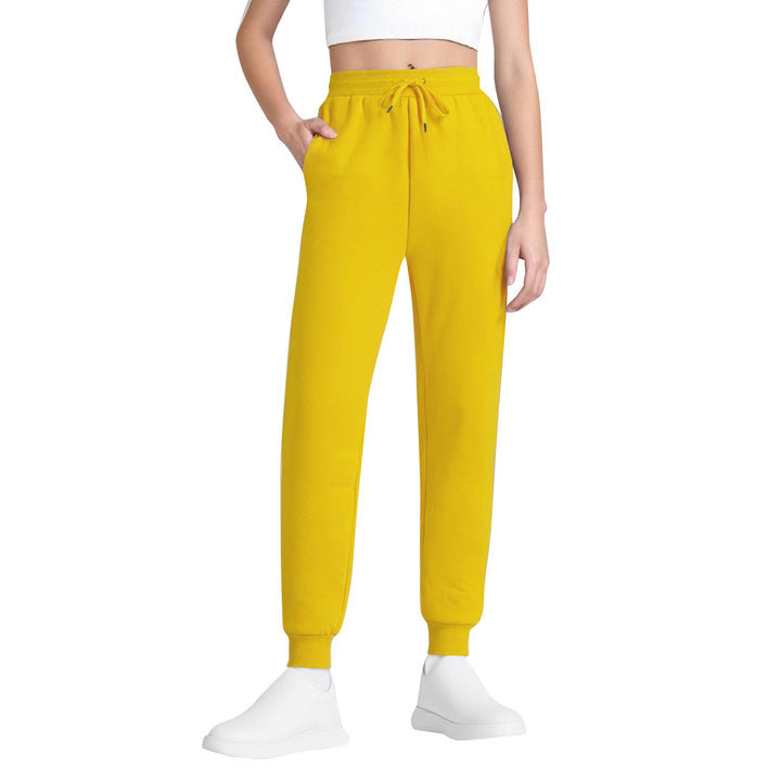Damen nan schlanke hochgeschnittene Jogginghose mit Tunnelzug, Eingrifftaschen und Bündchen Drune