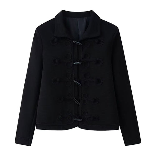 Damen Kurze militärisch inspirierte Jacke mit Knoten- und Kordelverschlüssen Drune