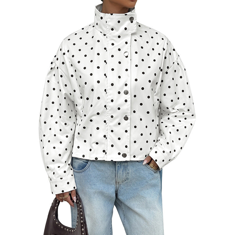 Damen Polka-Dots Pullover Jacke Drune
