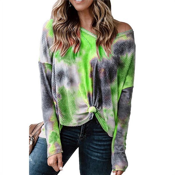 Damen lässiges Oversized Oberteil mit Spitzenhemd Detail und modischem Knoten Drune