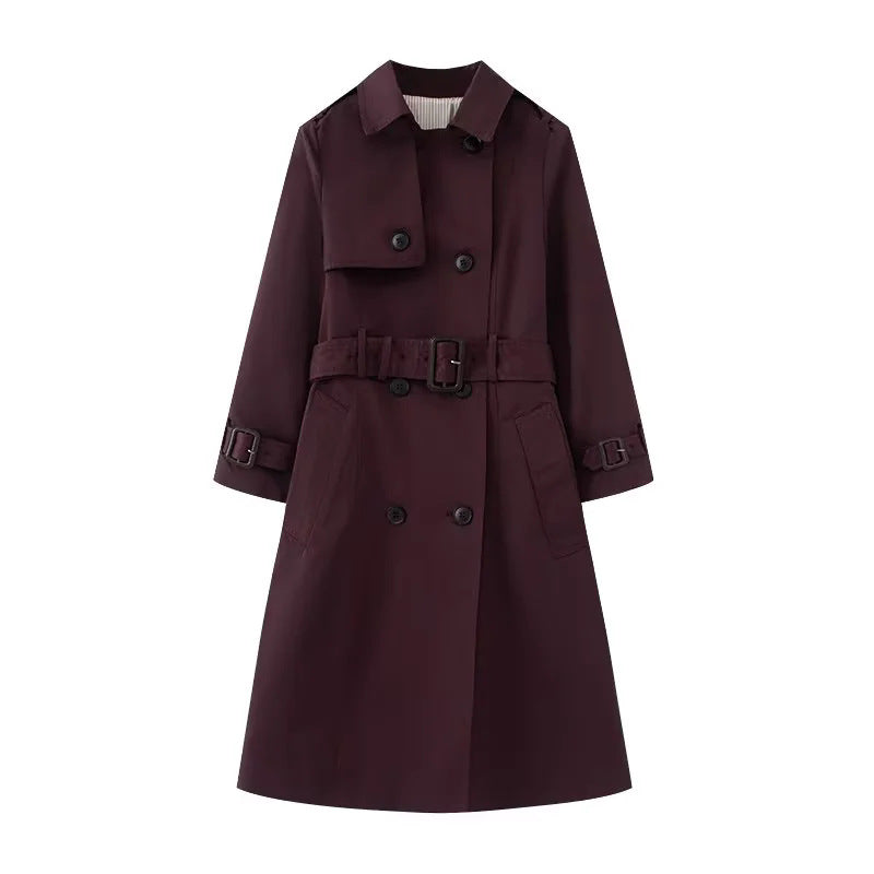 Damen nan taillierter Trenchcoat mit doppelreihiger Knopfleiste, Bindegürtel und Schulterpatten Drune