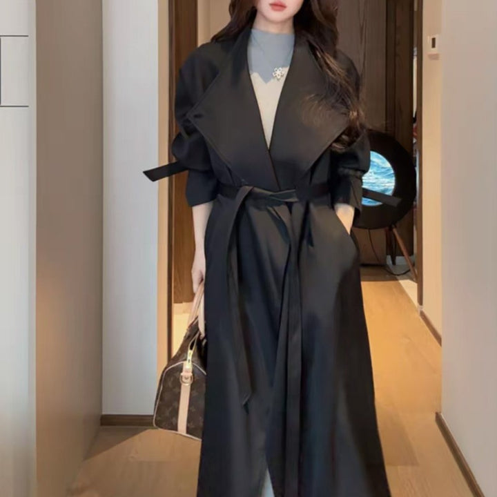 Damen Oversized Wickelmantel mit asymmetrischem Schnitt und verstellbaren Manschetten Drune