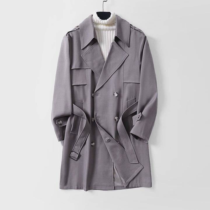 Damen Moderner Kurzmantel im Trench‑Stil mit doppelreihiger Knopfleiste und Epauletten Drune