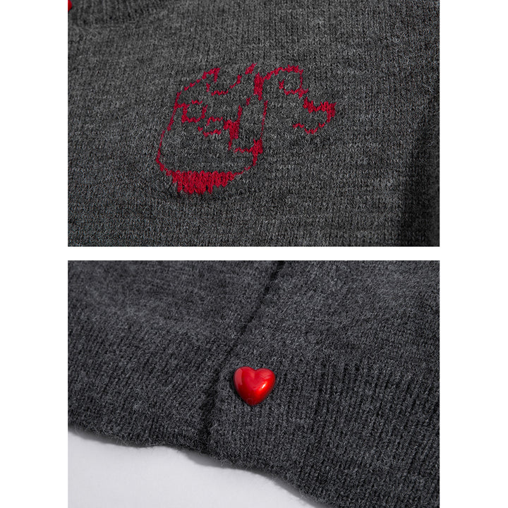 Damen Kuscheliger Grobstrick Cardigan mit Herz-Knöpfen Drune