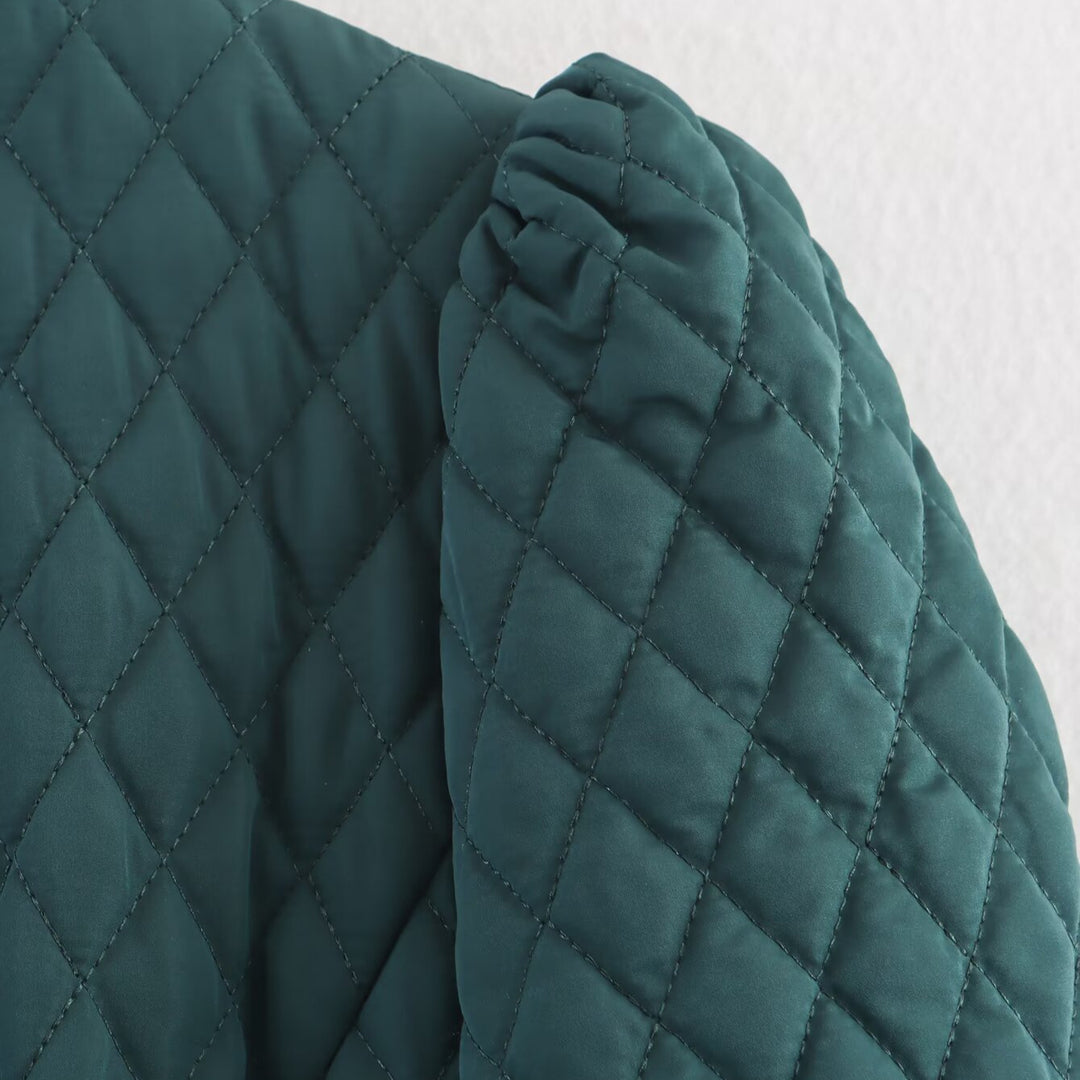 Damen gesteppter Mantel mit eleganter Knopfleiste und langen Ärmeln Drune