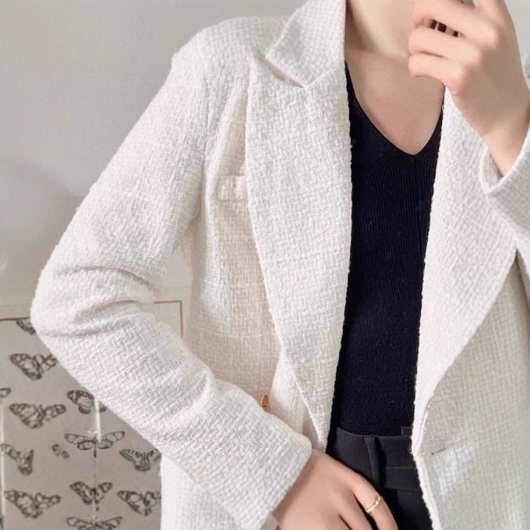 Damen Tweed Blazerjacke mit doppelter Knopfleiste und elegantem Schnitt Drune