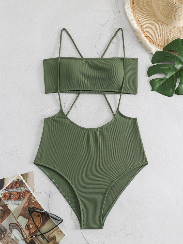 Damen Sportlicher Hochgeschnittener Bikini Drune