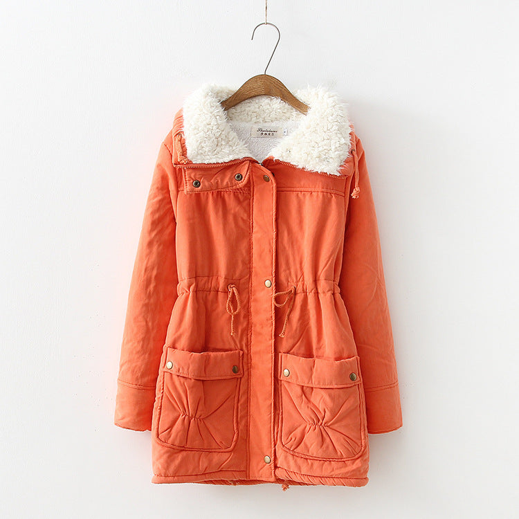 Damen nan winterlicher Parka mit kuscheligem Sherpa-Kragen, taillierendem Tunnelzug und aufgesetzten Klappentaschen Drune