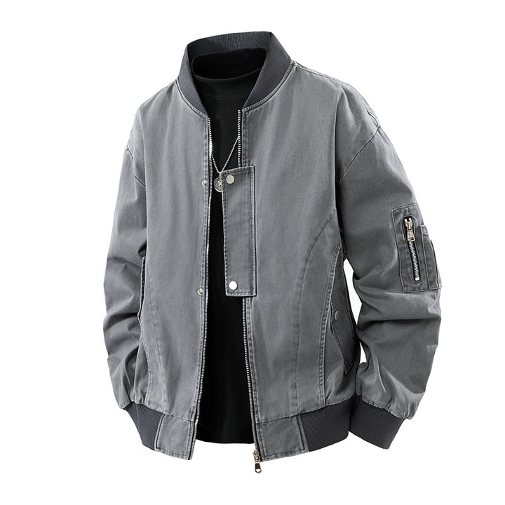 Herren Boxy-Bomberjacke im Utility-Look mit Ärmel-Reißverschluss & Rippbündchen Drune
