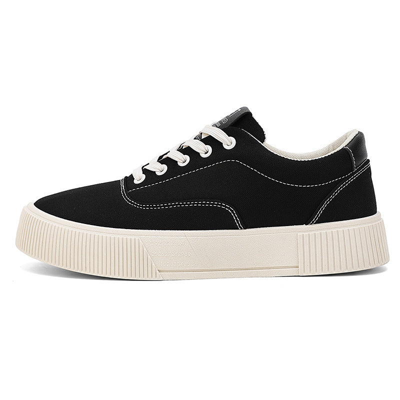 Unisex Leichter Canvas-Low-Top Sneaker mit dicker Plateau-Gummisohle Drune