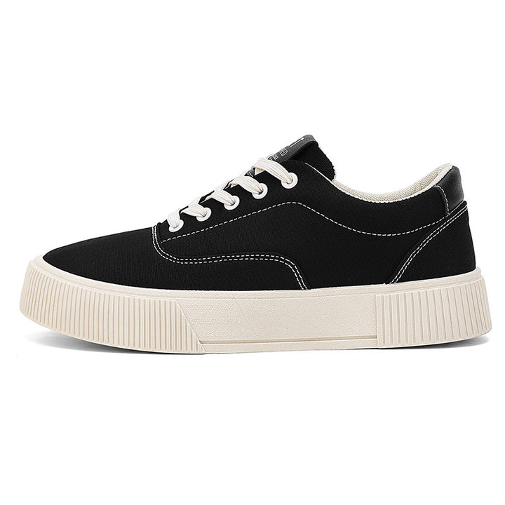 Unisex Leichter Canvas-Low-Top Sneaker mit dicker Plateau-Gummisohle Drune
