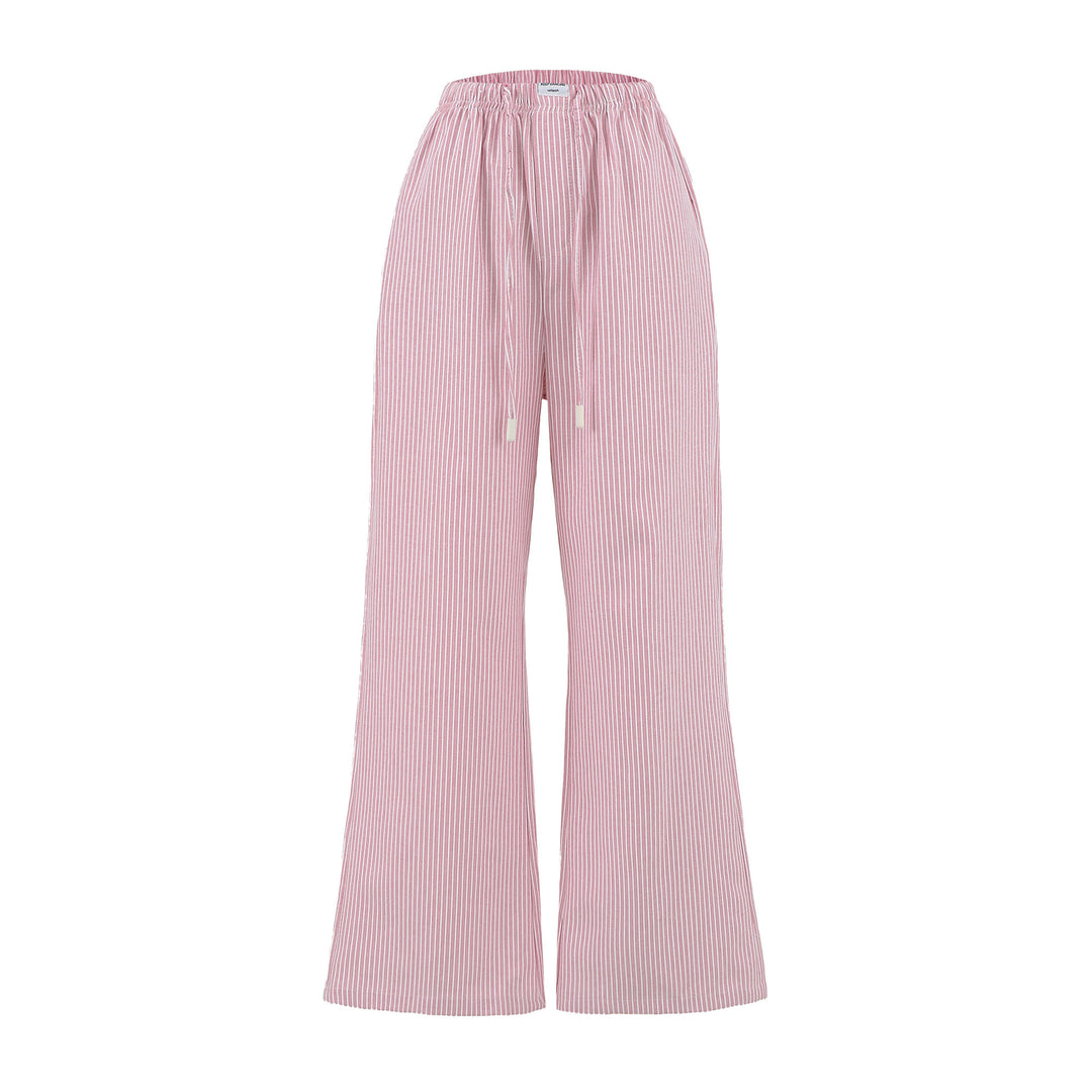 Damen Weite Jersey-Hosen im lässigen Streifen-Look mit elastischem Bund und Kordelzug Drune