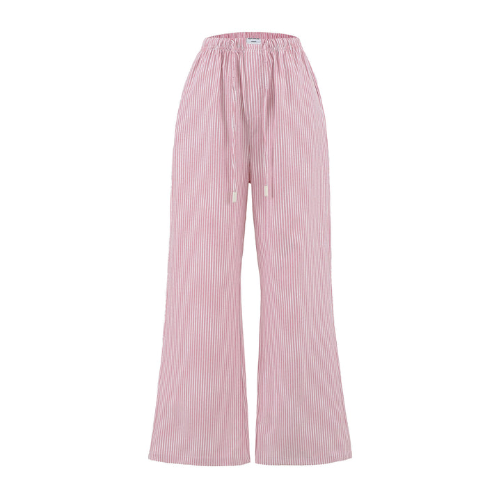 Damen Weite Jersey-Hosen im lässigen Streifen-Look mit elastischem Bund und Kordelzug Drune